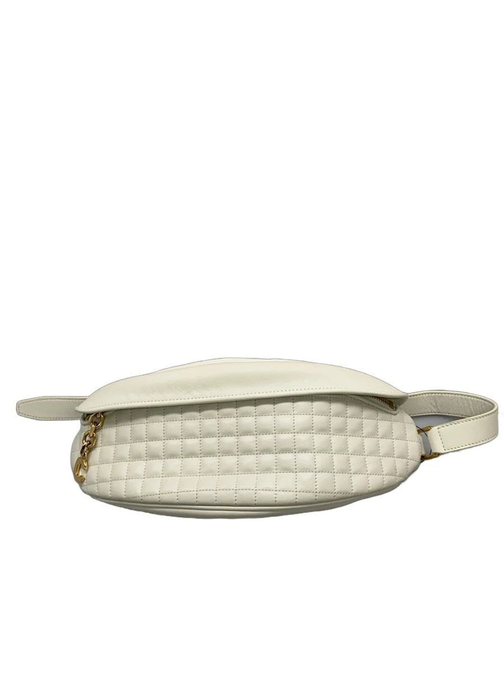 Celine Body Bag Quilted C Charm Shoulder Leather White